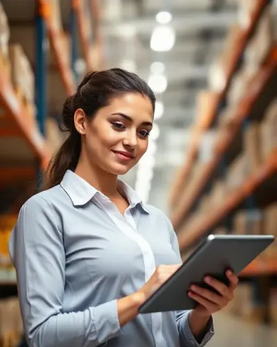 Retail operations lead reviewing stock on a tablet